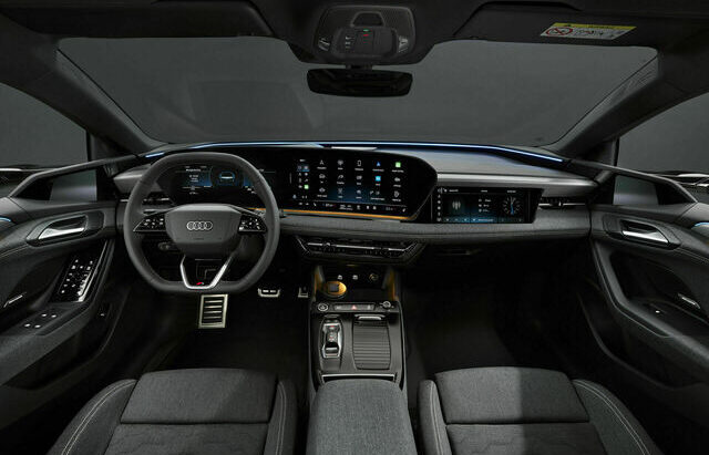 2024 Audi A6 e-tron interior, featuring dashboard and infotainment display