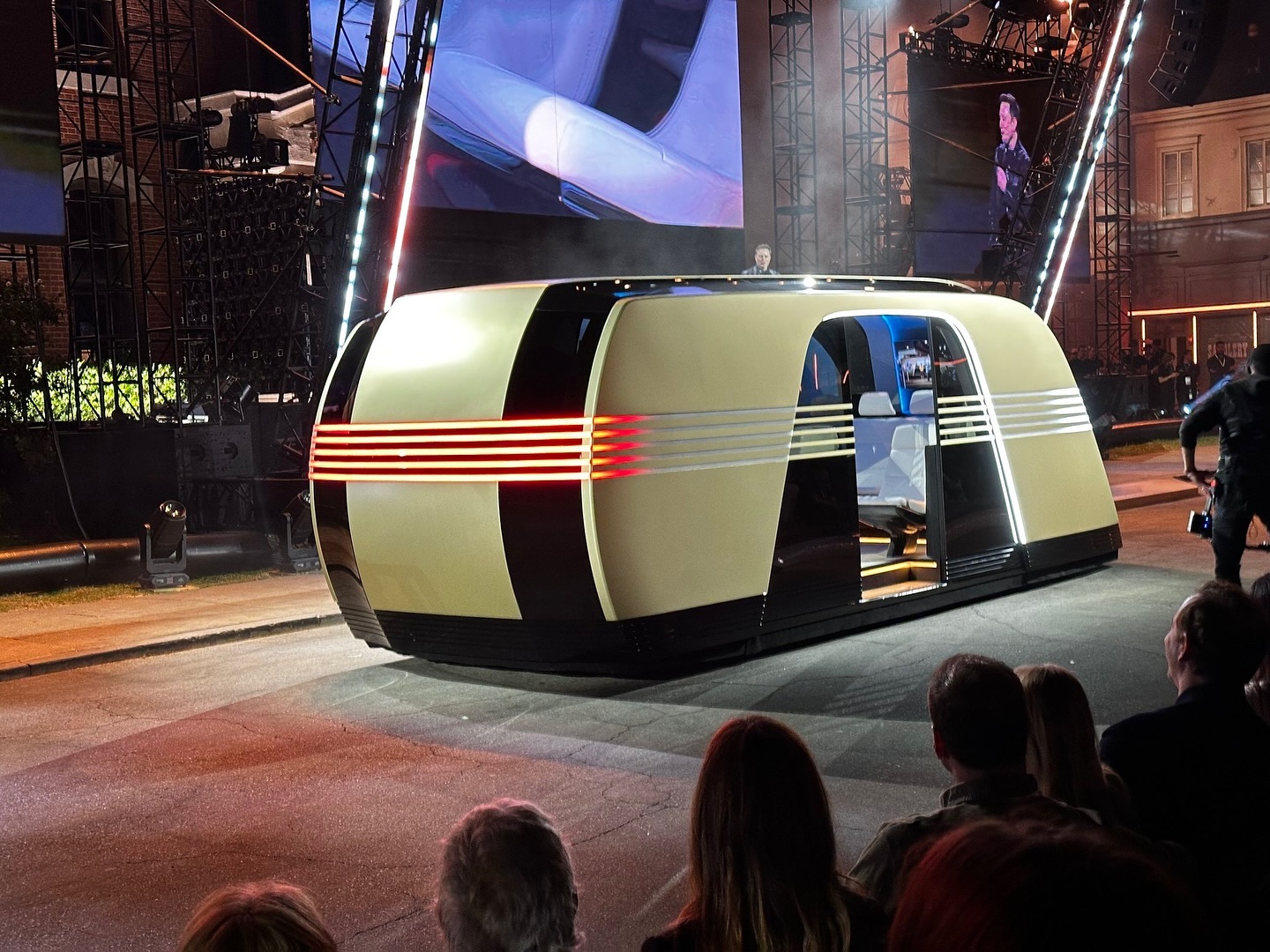 Rear view of the Tesla Robovan in tesla exhibition